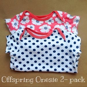 Offspring onesies 2-pack coral and navy